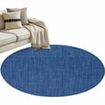 thumbnail image 2 of Dark Blue 3.3ft Round Rug, Farmhouse Burlap Solid Color Blue Modern Linen Texture Non-Skid Rubber Backing Large Area Rugs - Living Room Bedroom Home Office, Indoor Floor Mat Carpets Washable Rug, 2 of 9