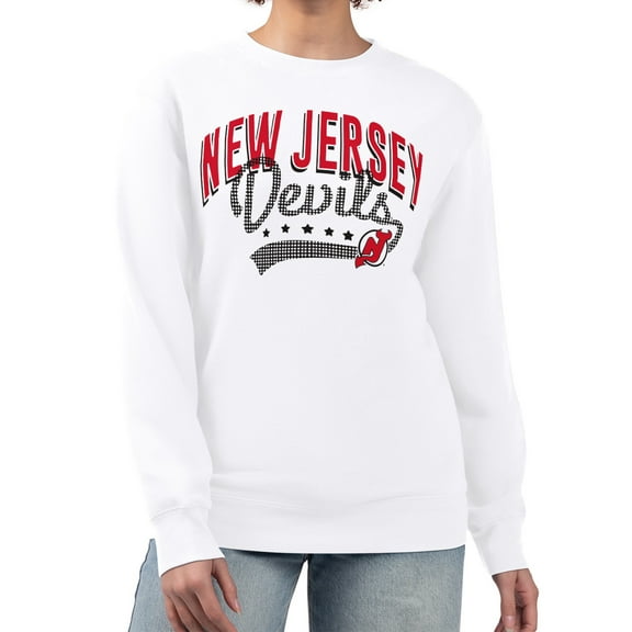 Women's G-III 4Her by Carl Banks White New Jersey Devils Filigree Team Graphic Fleece Pullover Sweatshirt