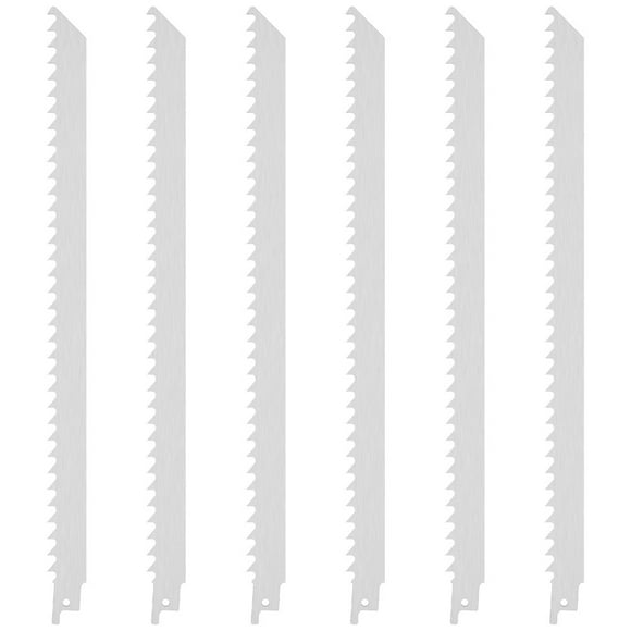 AMERTEER 6Pcs Reciprocating Saw Blade Set 12 Inch Stainless Steel Saw Blades for Meat Cutting 3TPI Big Tooth Unpainted Saw Blades for Frozen Meat Bones Turkey Beef and Ice Cubes