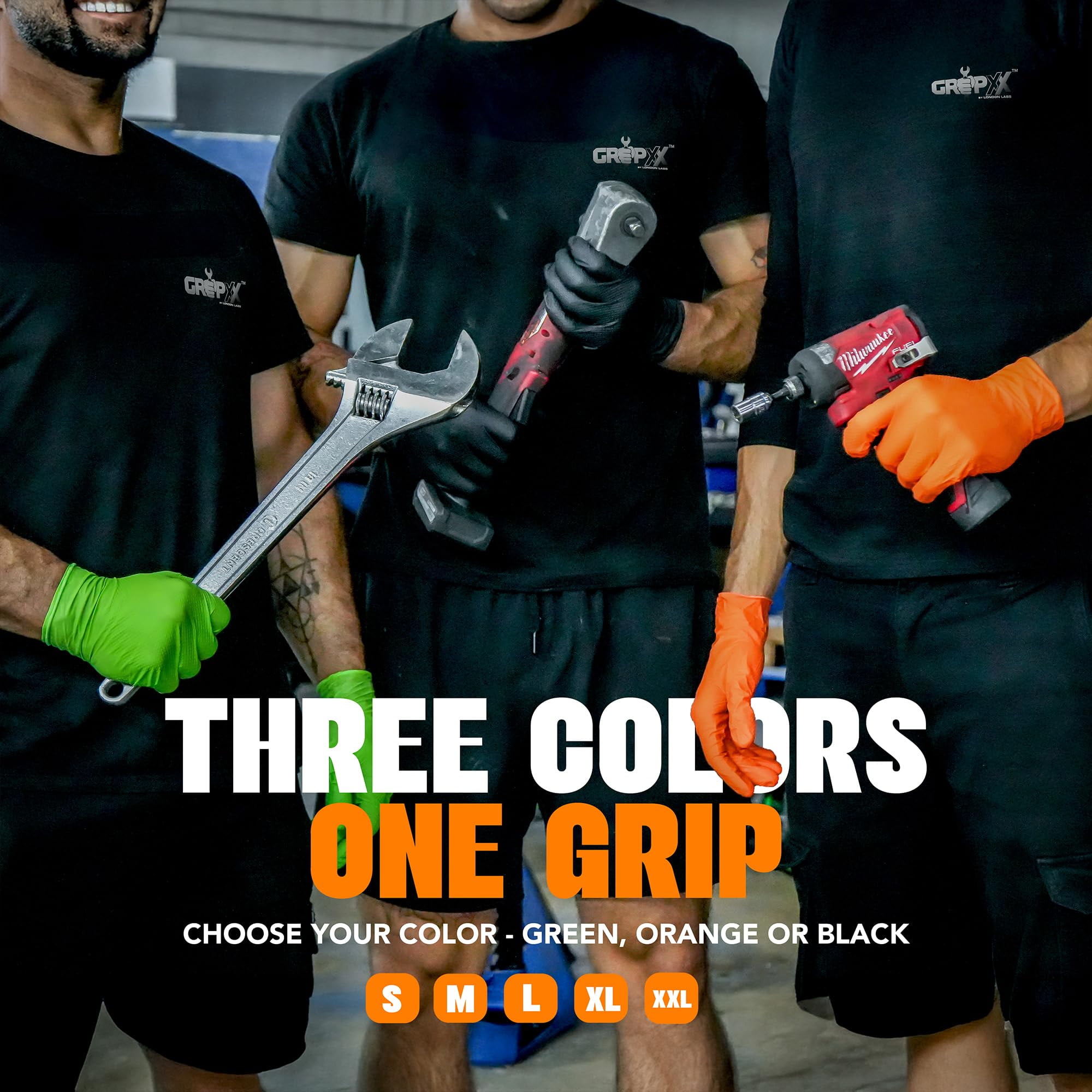 GRIPXX 3D Herkules Grip Orange Disposable Nitrile Gloves – 8-Mil Industrial, Latex-& Powder-Free Gloves - 200ct medium Orange gloves