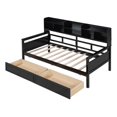 thumbnail image 5 of AENKYO Twin Size Wooden Daybed Bed Frame with 2 Storage Drawers and Headboard Shelf, Solid Wood Sofa Bed, Black, 5 of 8