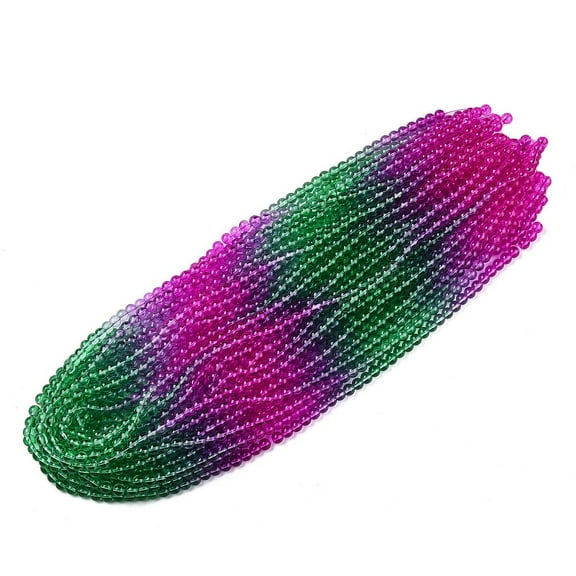 Baking Painted Transparent Glass Beads Gradient Color Segmented Multi-color Beads Round Green 8mm Hole: 1mm about 106pcs/strand 31.10''(79cm)