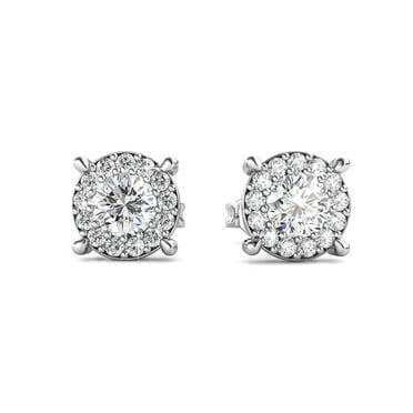 10k Yellow Gold Created White Sapphire 4 Carat Round Stud Earrings ...