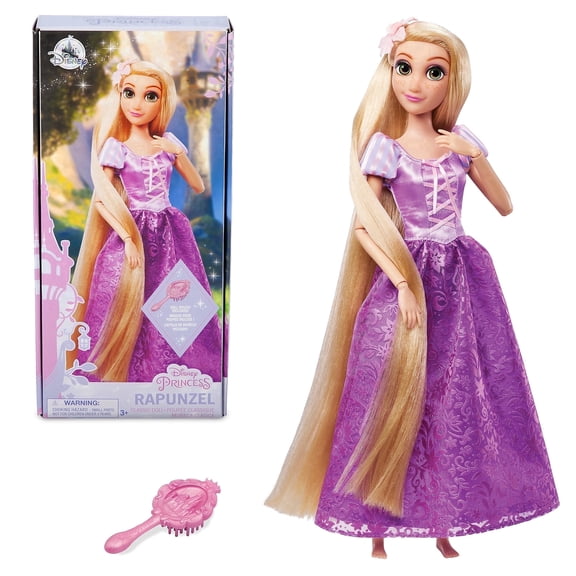 Disney Store Official Princess Classic Doll (Rapunzel from Tangled), 11 Inches, Includes Brush with Molded Details, Fully Posable Toy in Classic Outfit - Disney Princess Toys