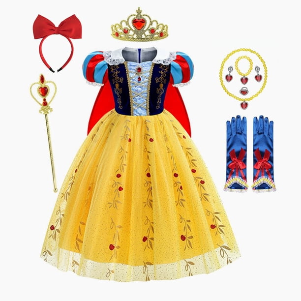 Vestido de princesa Blancanieves para niña, disfraz con capa, vestido de baile de encaje para Halloween, fiesta de cumpleaños, vestido de Cosplay para niños de 2 a 10 años Fivean unisex