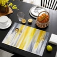 thumbnail image 3 of Yellow Gray White Placemats Set of 6, Farmhouse Gradient Abstract Art Placemats for Dining Table, Place Mats for Kitchen Tabletop, Waterproof Wipeable Dining Table Mats Set, 3 of 9