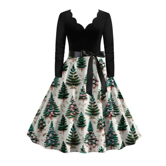 Futezty Womens Long Sleeves V-Neck Christmas Evening Party Party Dress(Light Pink,L)