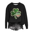 thumbnail image 2 of Tdoqot Womens St Patricks Day Sweatshirts- Crewneck Lucky Long Sleeve Shirts Cute Pullover Tops Black Size XL, 2 of 4