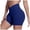 Dark Blue, variant on Crossover Biker Shorts 5" Criss Cross High Waisted Workout Yoga Buttery Soft Womens Gym Shorts (Green, L)