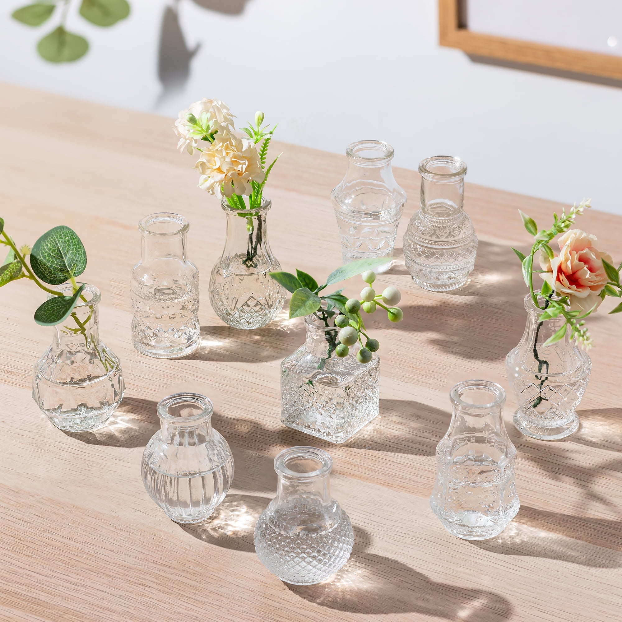 Glasseam Set of 40 Clear Glass Bud Vases: Mini Vintage Flower Vases for Weddings, Centerpieces, and Home Decor, Bulk Pack for Table Settings and Events