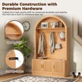 thumbnail image 6 of FFZ Farmhouse Hall Tree with 5 Metal Hooks, Bench and Fluted Doors, 46.4 x 16.7 x 75.6 inch, Natural, 6 of 14