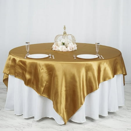 

Efavormart 90 SATIN Square Tablecloth Overlay For Wedding Catering Party Table Decorations GOLD Square Tablecloth Cover