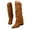 Brown, variant on yocbz Womens Boots Women's Pointed Toe Stiletto Mid Calf Boots Leather High Heel Drawstring Top Dress Boots Beige,Size for US 9.5