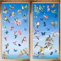 8 Sheets Hummingbird Wall Stickers Butterfly Stickers Flower Window Stickers PVC Waterproof Self Adhesive Wall Decals Removable for Window Decor Clings Stairway Housewarming Gift DIY