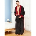 thumbnail image 5 of FashGudim Mens Robes Big and Tall Full Length Shawl Collar Long Plush Robe (Black/Burgundy,L/XL), 5 of 5