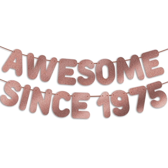 50th Birthday Party Decorations for Women, Pre-Strung 50th Birthday Banner - Rose Gold Glitter, Happy 50 Year Old Anniversary Sign Gifts for Her