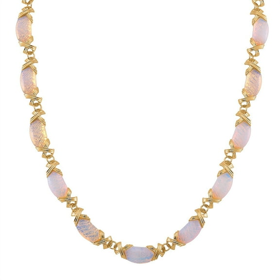 Opalite 250 ctw Molto Kiss Necklace in Goldtone 18-20 Inches Christmas Gifts