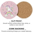 thumbnail image 6 of SKYSONIC Round Drink Coasters 2 Pcs Unicorn Pop Art on The Pink Absorbent Ceramic Coaster with Cork Base for Coffee Cups for Home Decor, 6 of 6