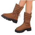 thumbnail image 3 of ATENAR Winter Boots for Women,Warm,Slip on,Waterproof,Comfort Fit,Flock,Brown,(US:7), 3 of 9