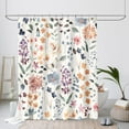 thumbnail image 2 of Floral Shower Curtain, Colorful Flower Fabric Shower Curtain for Bathroom, Cute Botanical Leaf Wildflower Bath Curtain Boho Vintage Rustic Trendy Cloth Shower Curtain Set, Ivory, 72x72, 2 of 6