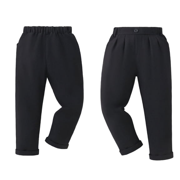 School Uniform Pants for Boys Dress Pants Elastic Waist Straight Pants with Pockets Black School Pants for Boys Back To School Straight Fit Fashion Clothes 5-6 Years