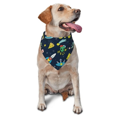 Easygdp Funny Spaceships Pet Scarf Dog Triangle Scarf Printing Dog Bib Handkerchief Scarf for Small Medium Large Dogs Cats Pets