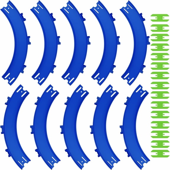 VOLTWAYZ Curve Track Pieces Compatible with Hot Wheels - 10-Pack 90-Degree High-Banked Turns   15 Connectors - Bulk Extension for 1:64 Scale Racing - Blue