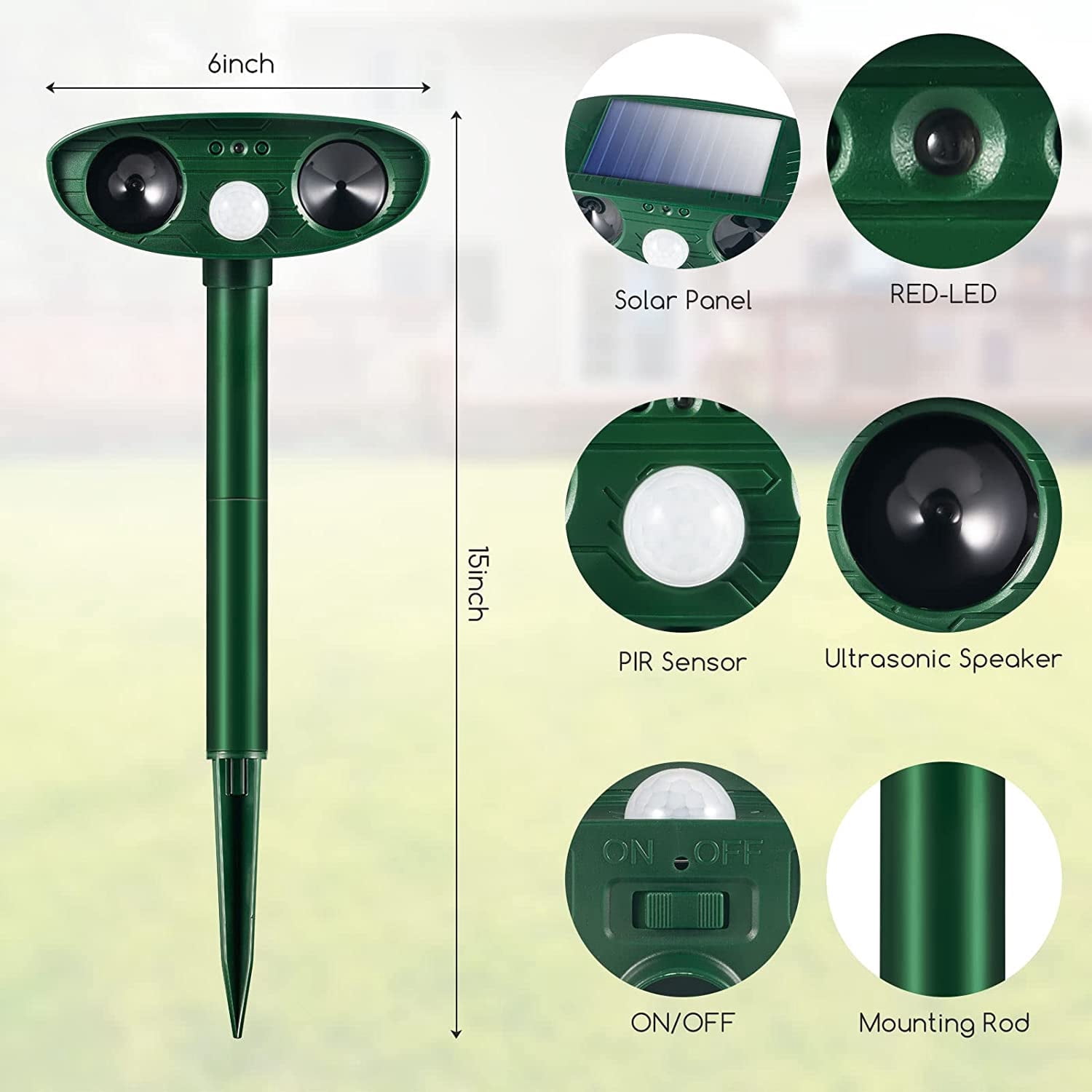 Paddsun Solar Animal Repellent, Outdoor with Powerful Motion Sensor and LED Light, 4-Pack