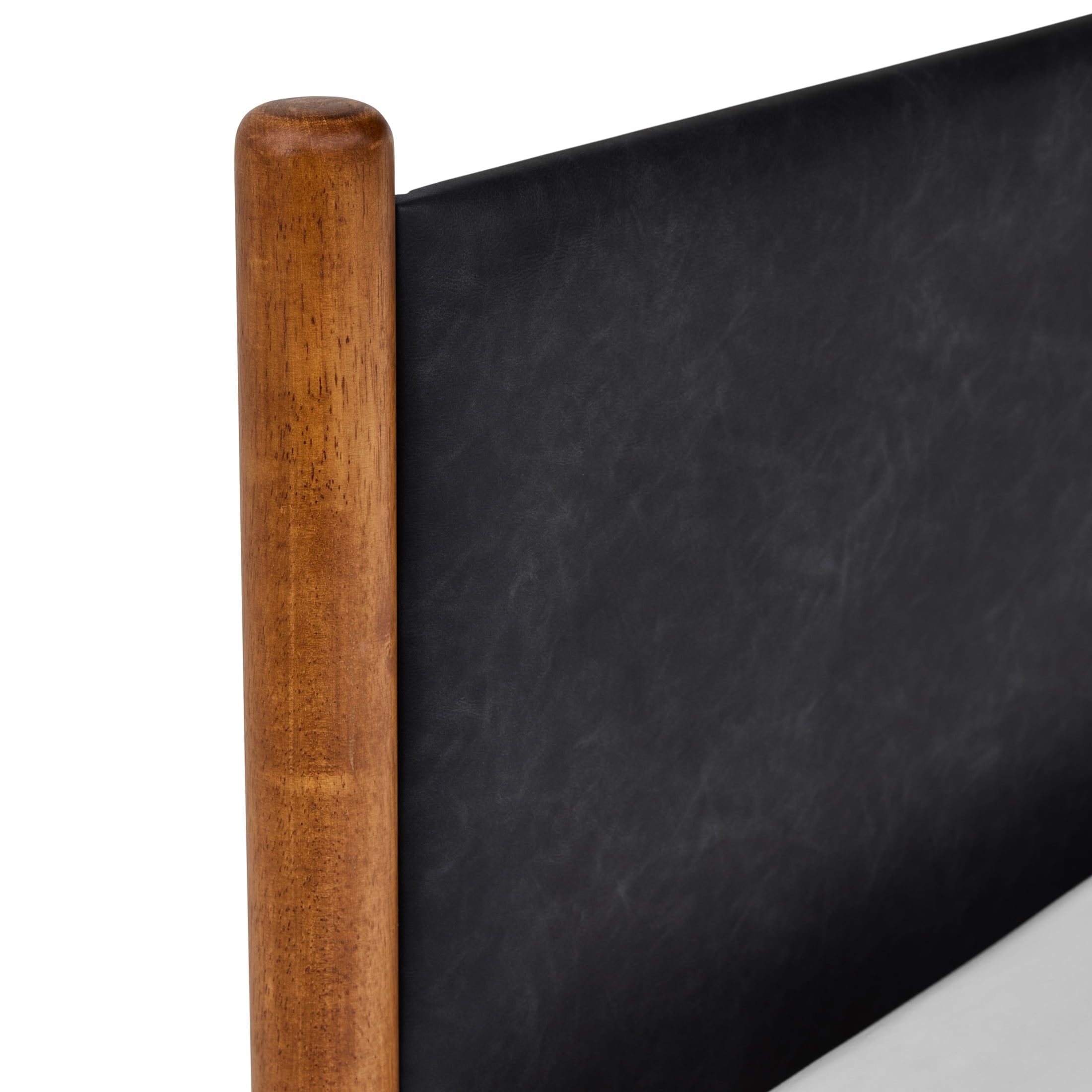 Better Homes & Gardens Greyson King Platform Bed, Black Faux Leather and Acorn Finish