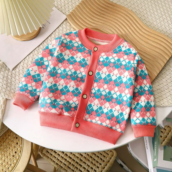 Cethrio Kids Girls Sweaters, Long Sleeve Buttons Knit Spring and Autumn Cardigans Pink Size 3-4T