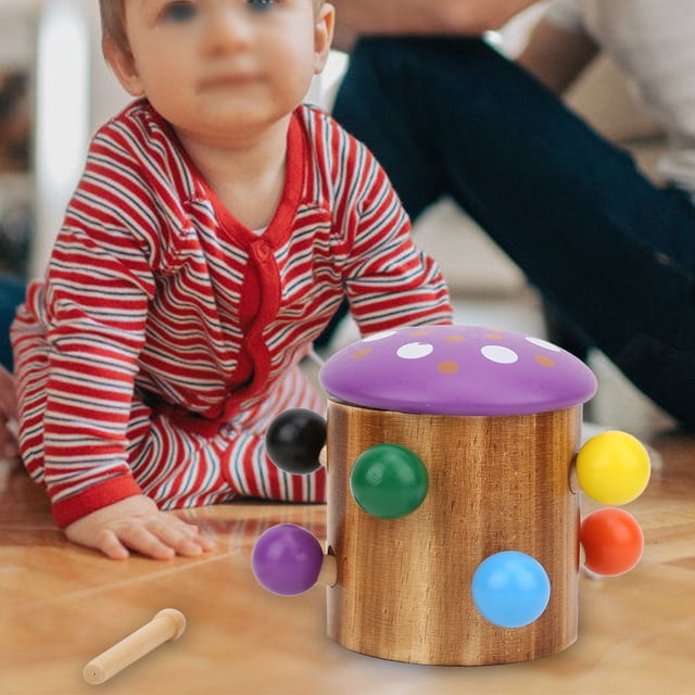 Juguete magnético Jadeshay para Atrapar Gusanos de madera educativo con forma de hongo