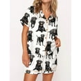 thumbnail image 4 of SheShow Cute Animals Print Silky Casual Short Sleeve Pajama Set for Women, White, Black Labrador, L, 4 of 4