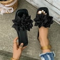 thumbnail image 4 of Dakaela Slide Sandals for Women Flower Square Open Toe Summer Slippers Beach Vacation Casual Flat Shoes, 4 of 7