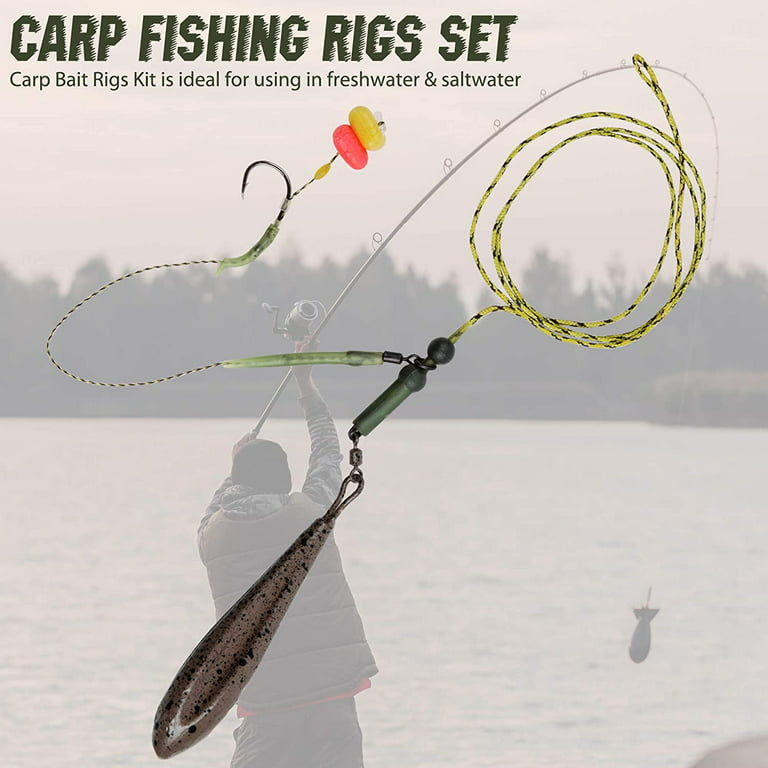 Carp Fishing Rigs Hair Rigs Kit Carp Swivels Hooks Sinkers Carp Fishing  Tackle Accessories Carp Rigs Leader Line Set