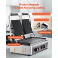 thumbnail image 3 of Commercial Panini Grill,3600W Electric Sandwich Panini Maker,Stainless Steel Double Sandwichs Press Grill with Handle&Temp Control,19x9 in Flat Enamel Plate for Hamburger Steak Bacon, 3 of 6