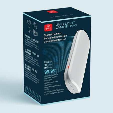 Globe Electric UV-C Light Disinfecting Box, White, Indicator Light, Micro USB Cable Included, 60057