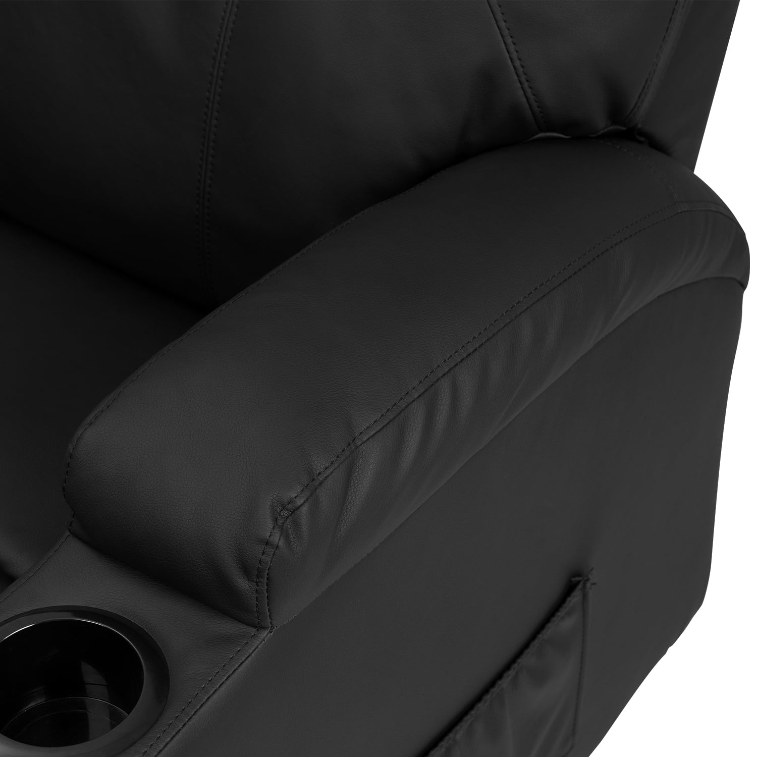 Lacoo Recliner Chair Executive Swivel Massage Recliner with PU Leather Single Living Room Sofa Seat with Huge Headrest and Thick Armrest , Black