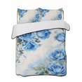 thumbnail image 2 of Quilts Twin XL Size, Blue Flower Spring Soft Comforter Bedding Set for Bed, Rose Leaves Garden Pastoral Retro Lightweight Quilted Bedspread with Pillow Cover(2 Pieces) for All Season, 68x98 Inch, 2 of 6