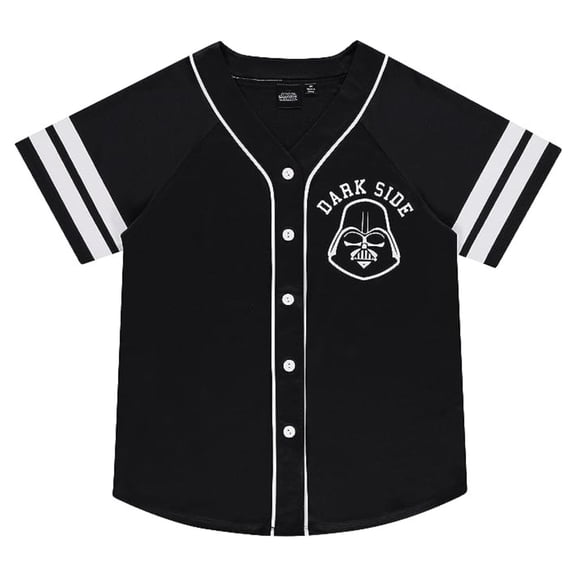 STAR WARS Women's Baseball Jersey, Button Down Printed Dark Side Star Wars Baseball Shirt Black - M