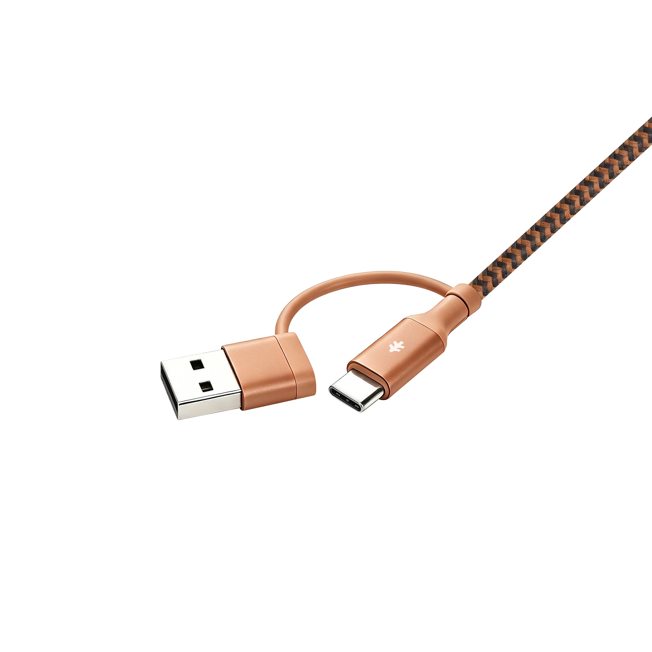 Swiss Tech Kabel T60 3 ft 60W 4-in-2 USB-C to USB-C/Lightning Charging Cable, Terra Orange