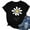 Black, variant on Womens T-Shirts Printed Floral Crew Neck Short Sleeved Tops(Burgundy,XL)