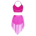 thumbnail image 2 of SiiRoh Women's 2 Piece Lyrical Dance Outfits Halter Sleeveless Crop Top with Irregular Skirt Briefs Hot Pink L, 2 of 5