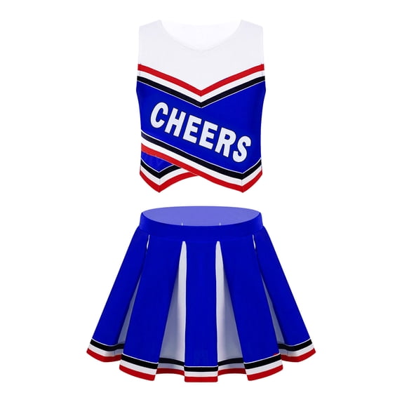Alvivi Kids Girls Cheerleading Costume Outfit Crop Tops Pleated Pleated Skirt Set 6-16