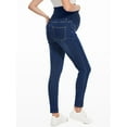 thumbnail image 5 of Women'S Maternity Jeans over Belly Skinny Stretchy Denim Pants Comfy Slim Pregnancy Pants Dark Blue L, 5 of 6