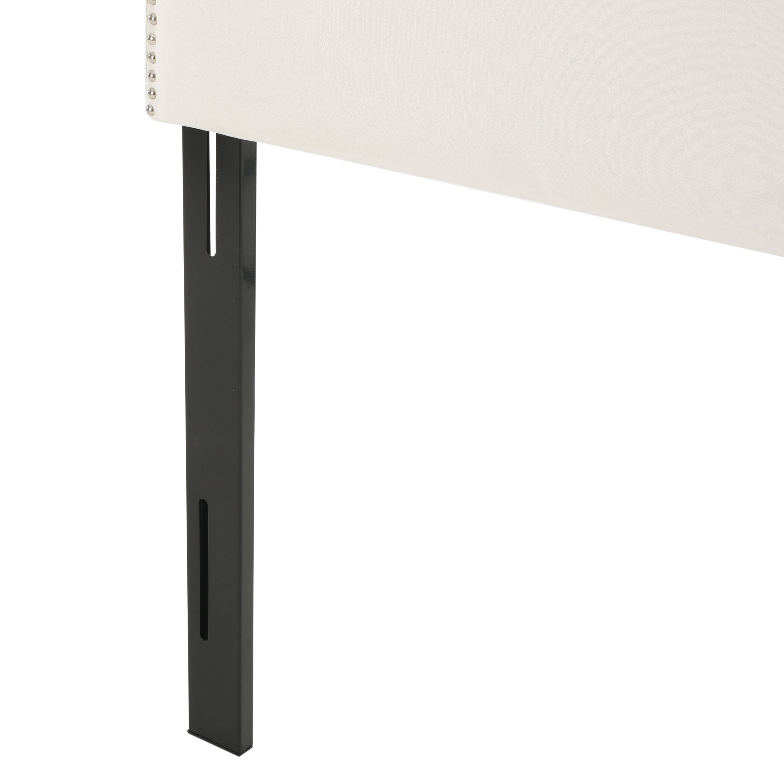 GDF Studio Stroelitz Contemporary Fabric Full/Queen Headboard with Nailhead Trim, Ivory