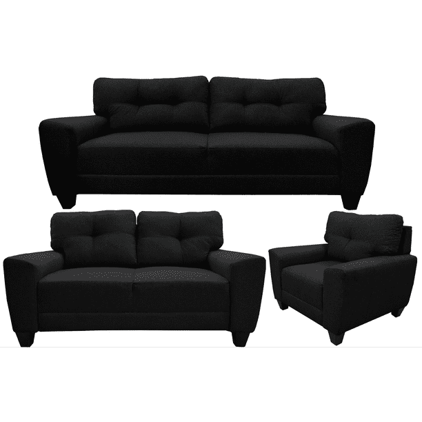 Sala Modular 3-2-1 El Bazar Store Sidney Negro, Sofa, Love seat y sillon