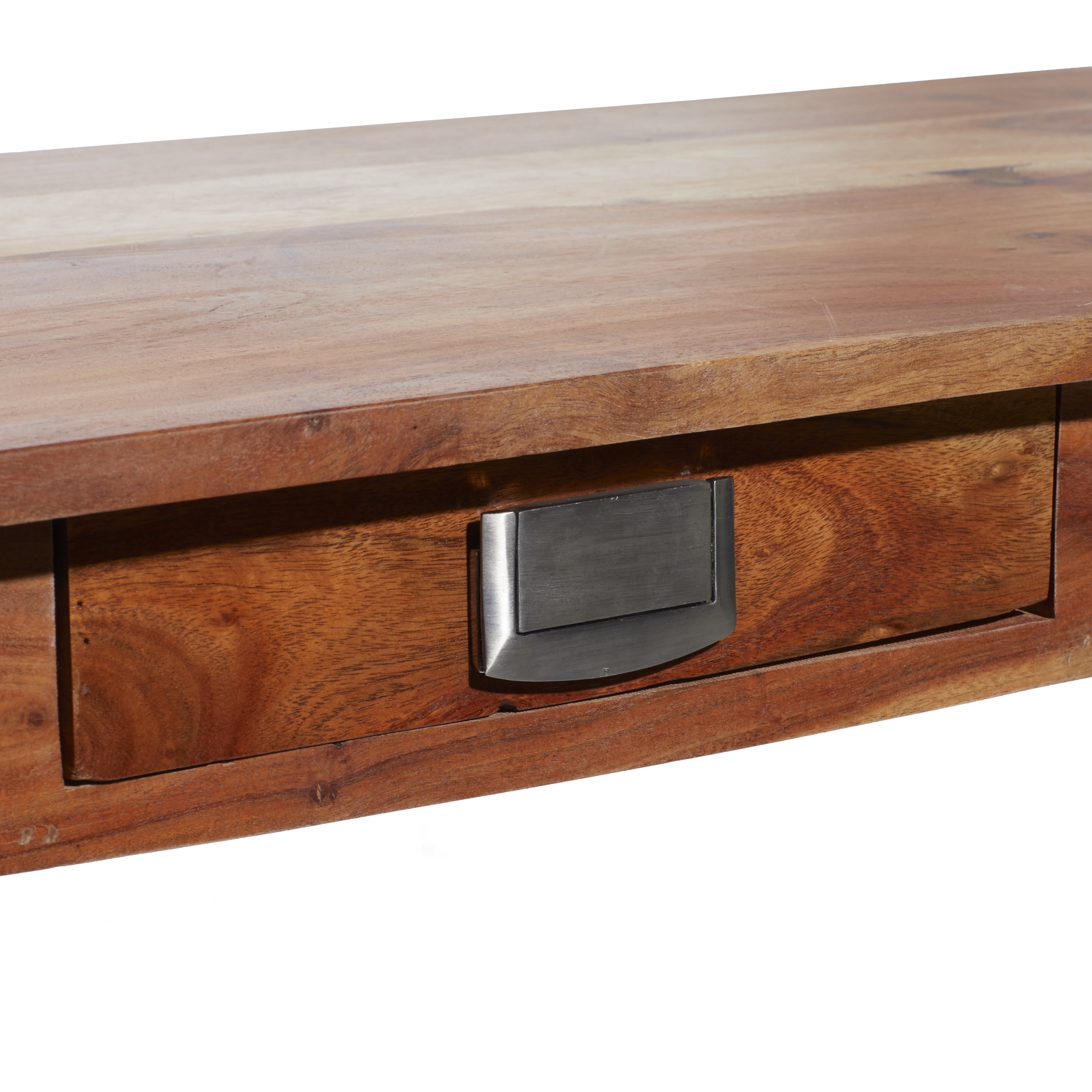 DecMode 45" x 29" Brown Wood 2 Drawers Console Table with Silver Pull Handles, 1-Piece