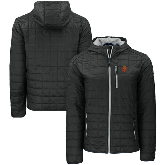 Men's Cutter & Buck  Black San Francisco Giants Rainier Primaloft Eco Full-Zip Hooded Jacket