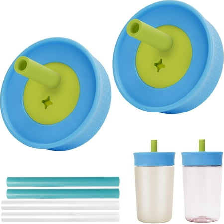 SwiftPulse Replacement Lid for Owala Kids Insulation 15 Oz and 12 Oz, Spill Resistant Replacement Cap, Flexible Removable Straw, Easy to Clean, BPA-Free Dishwasher Safe, Blue*2