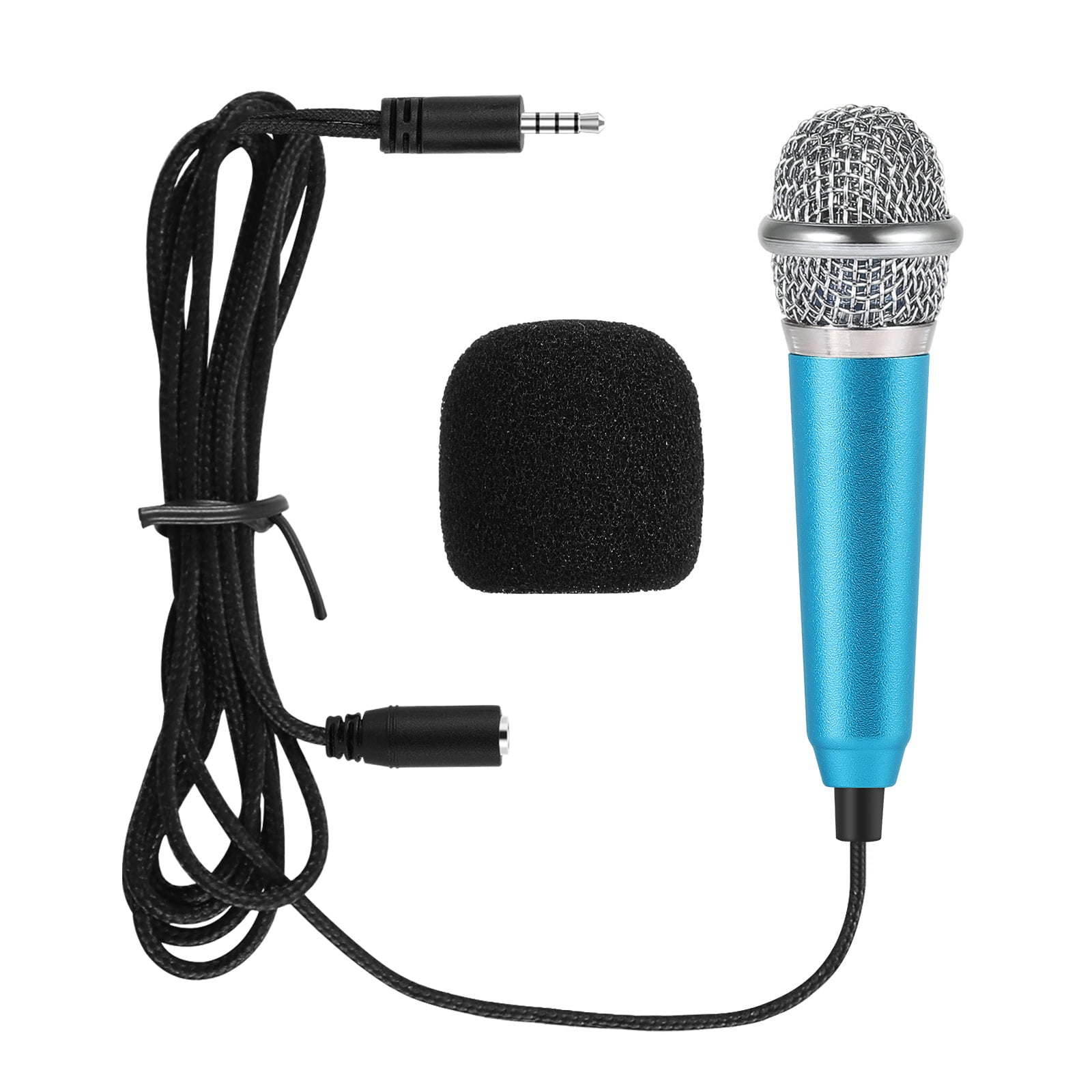Mini 3.5mm Desktop Computer Microphone for Family Karaoke Musical Toy Blue 